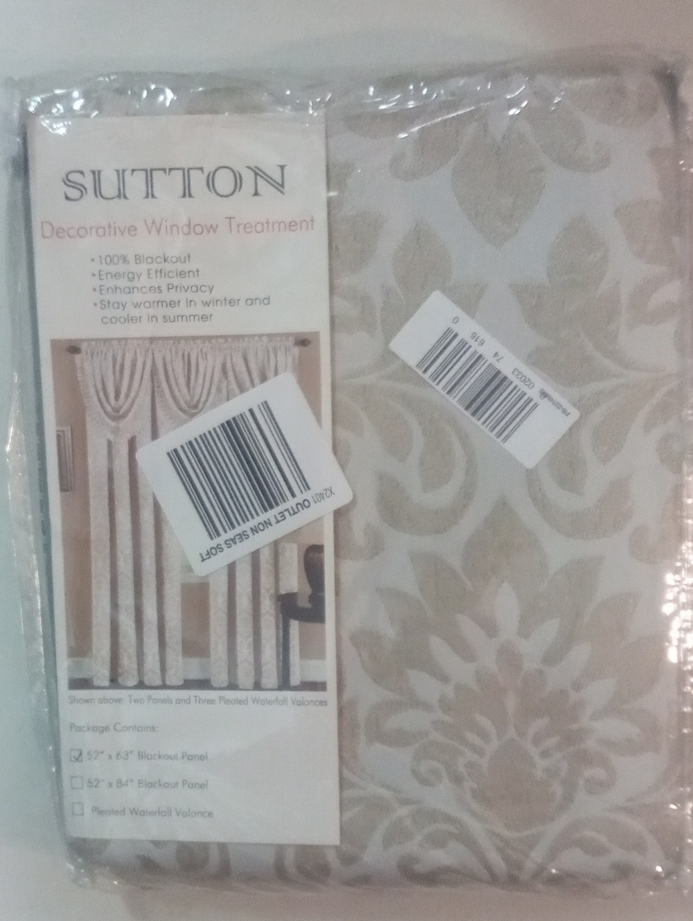 Sutton Decorative Window Treatment Curtain Panel Green Floral 63" NWT $50